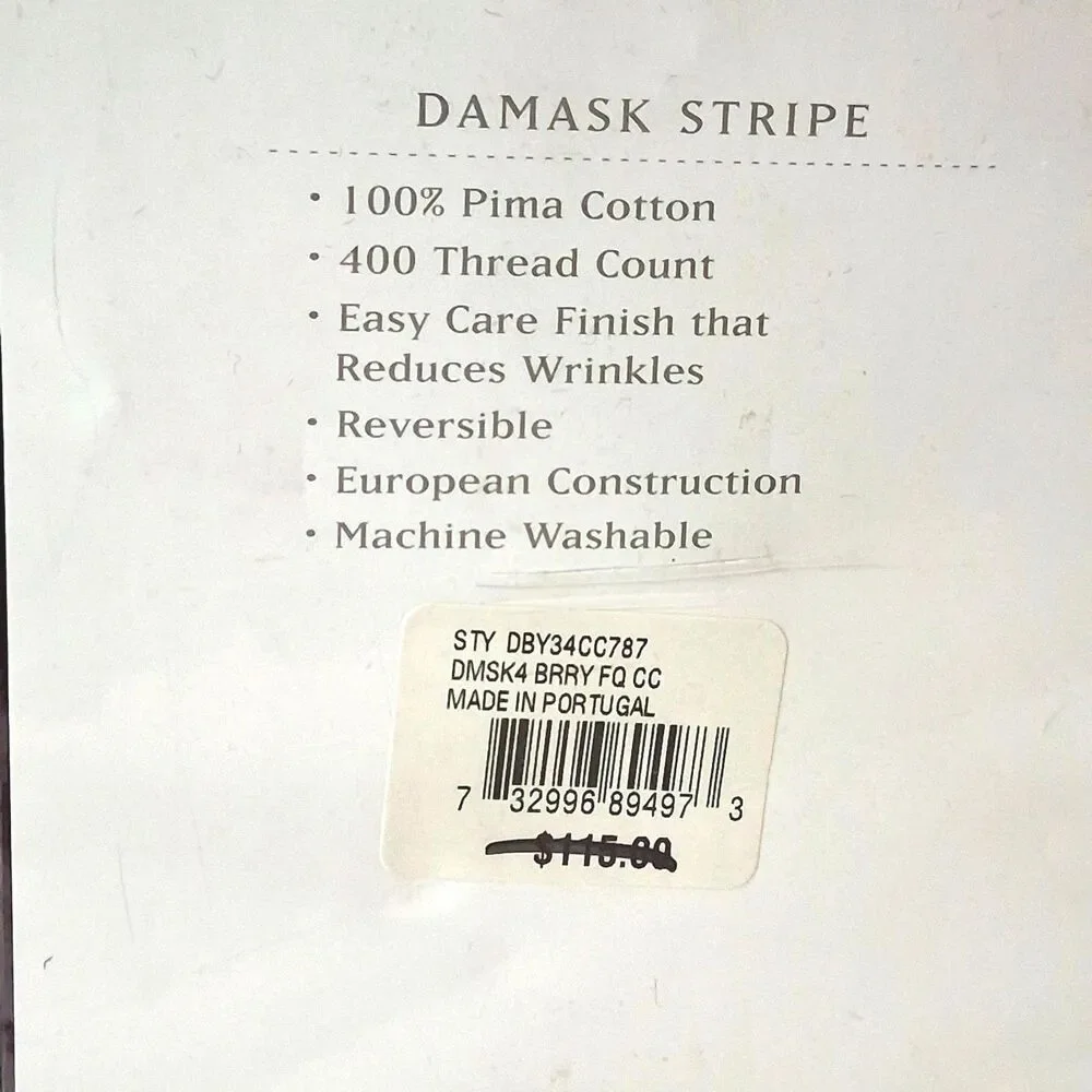 Damask Charter Solid Club Comforter Cover Pima Cotton Full/Queen Red Berry